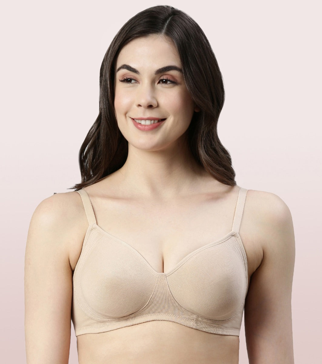 Enamor A014 Bra - Supima Cotton, Non-Padded, Wirefree & Full Coverage 42D  Black - Roopsons