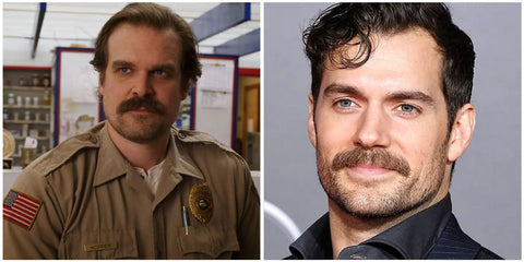 David Harbour and Henry Cavill, sporting a Chevron moustache.