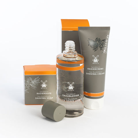 MÜHLE SHAVE CARE Sea Buckthorn Aftershave Lotion and range.