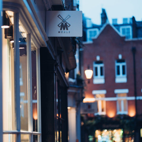 Newburgh Street (London, Carnaby) at night, where the MÜHLE Store is based.