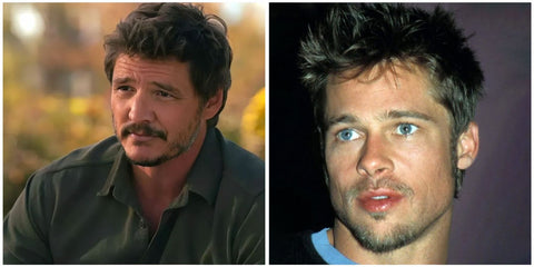 Pedro Pascal and Brad Pitt, sporting a soul-patch.