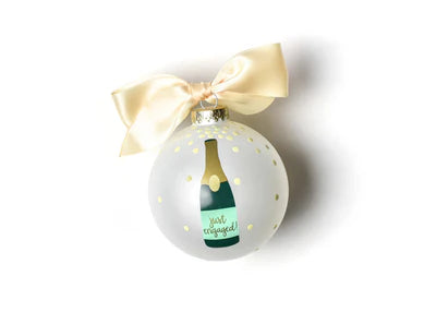 Just Engaged Champagne Pop Glass Ornament