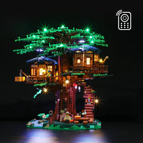 LEGO Tree House with Lightailing on black background