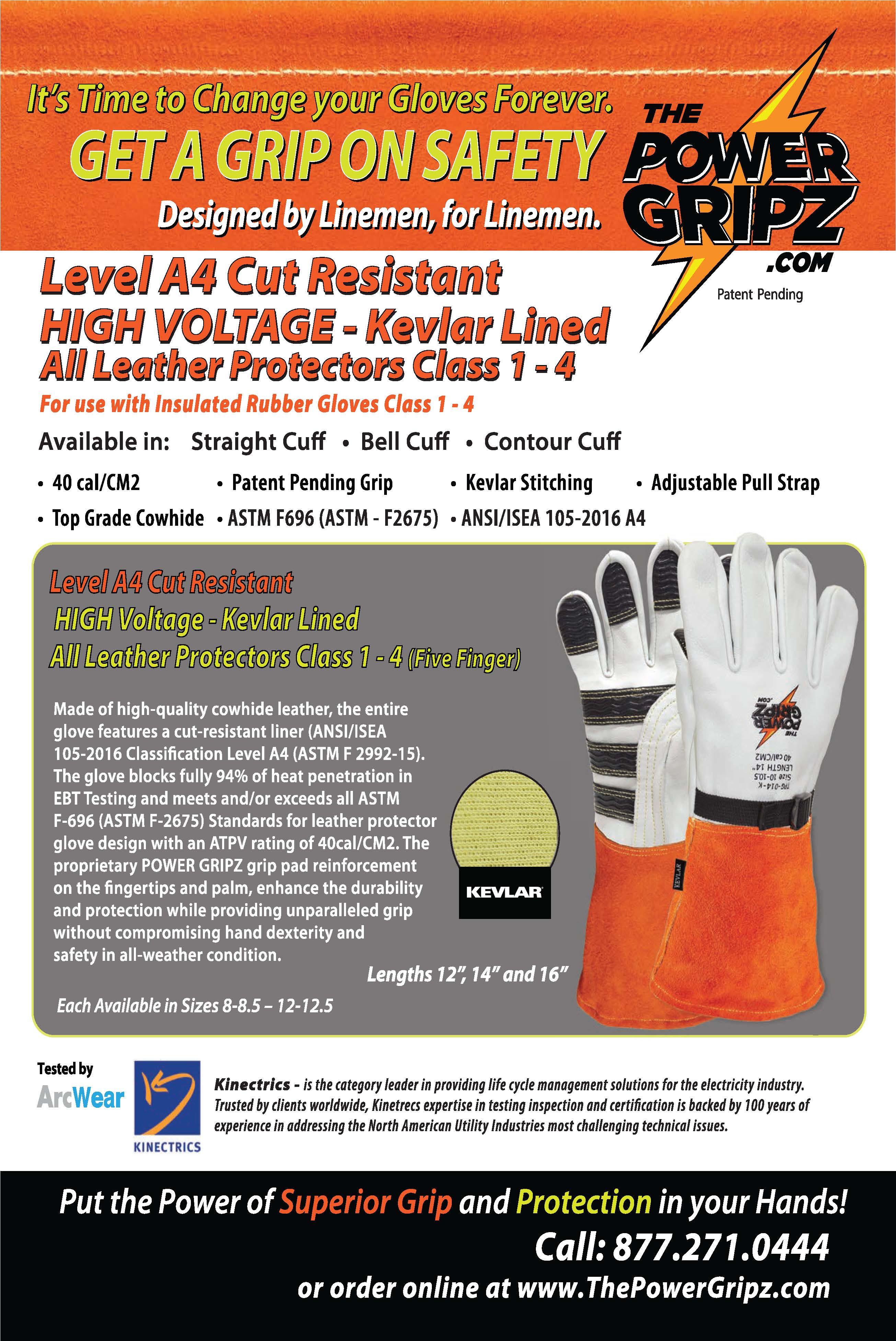 High Voltage Kevlar-Lined Cut Resistant Sell Sheet