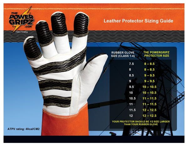 The Power Gripz Leather Glove Size Chart