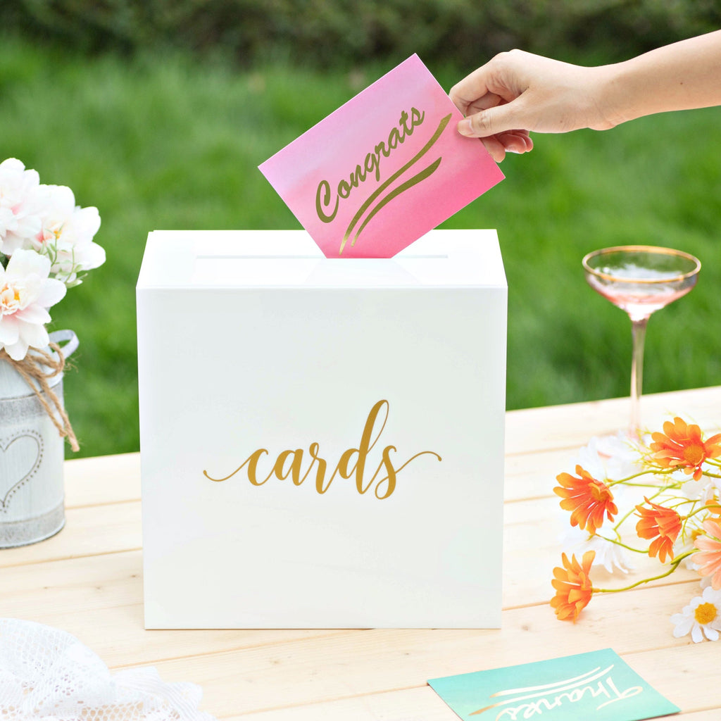 Unique Frosted Wedding Card Box With Simple Sign EWBA003