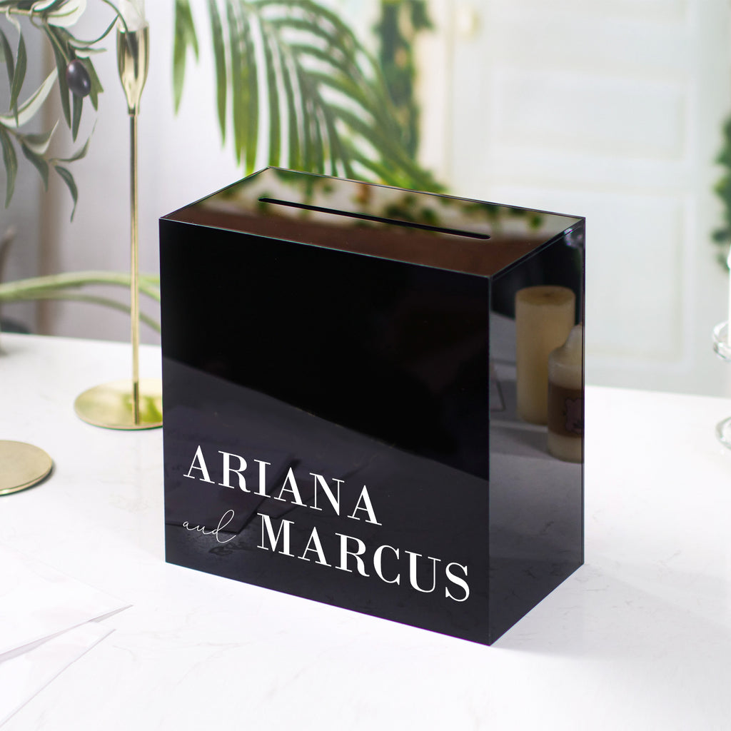 Modern Frosted Acrylic Wedding Card Box with Simple Sign CABA003