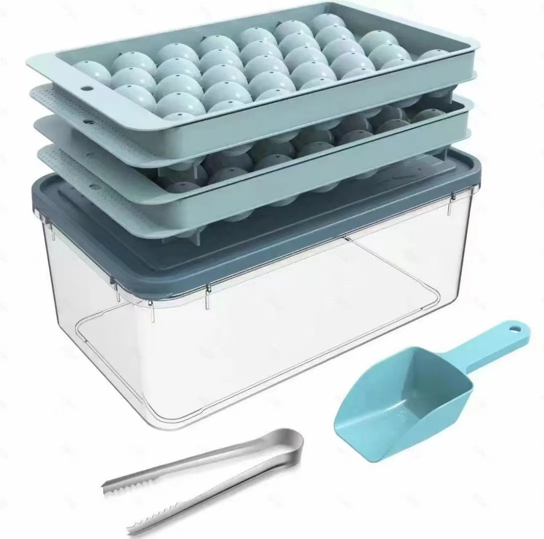 Round Ice Cube Tray with Lid & Bin Ice Ball Maker Mold for Freezer with Container Mini Circle Ice Cube Tray Making 66PCS Sphere