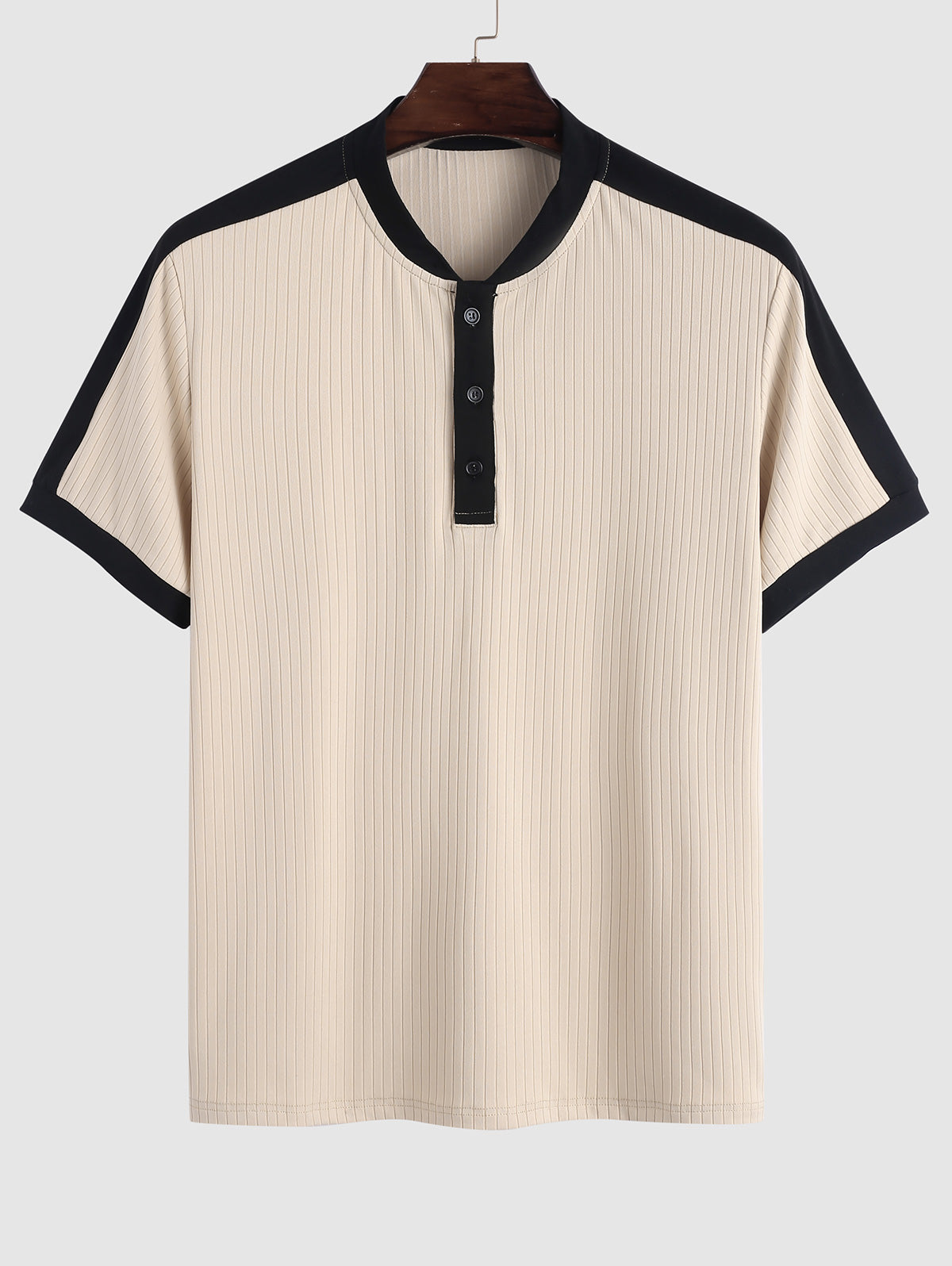 Mens Ribbed Spliced T-shirt