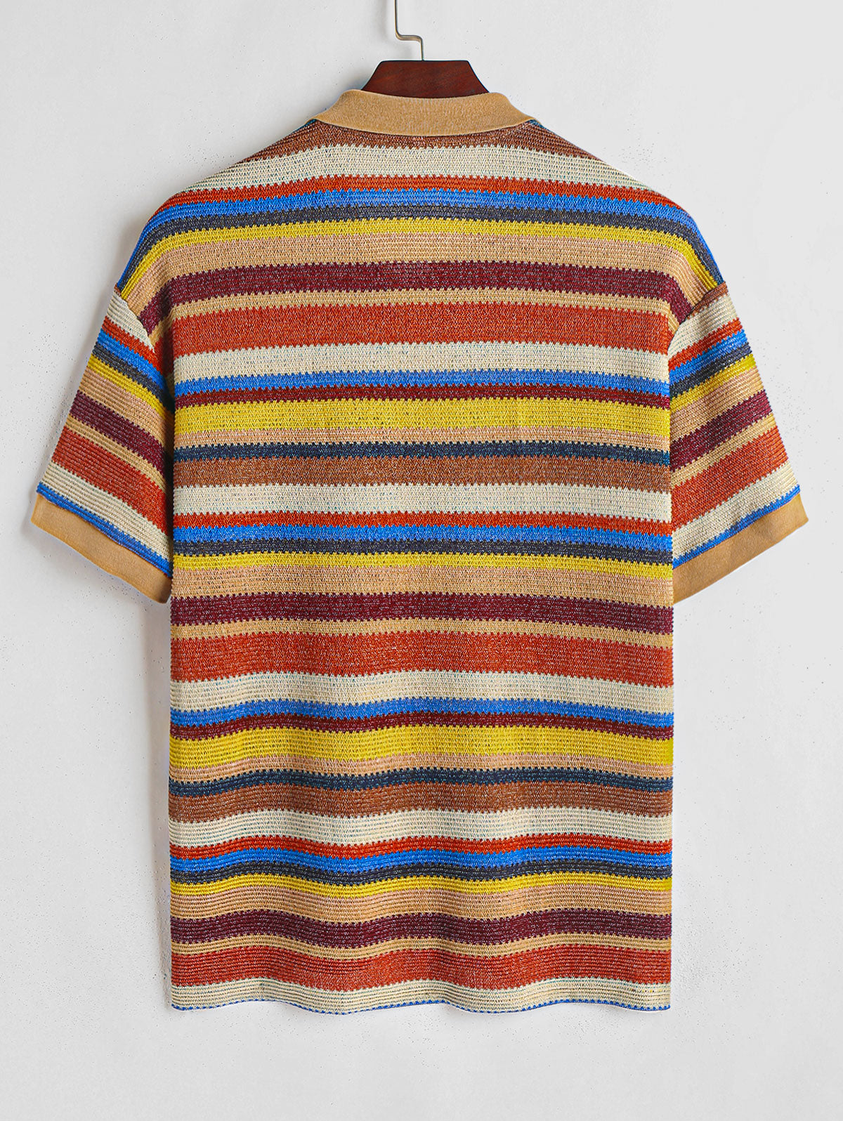 Mens Colored Striped Knitted Vacation Shirt