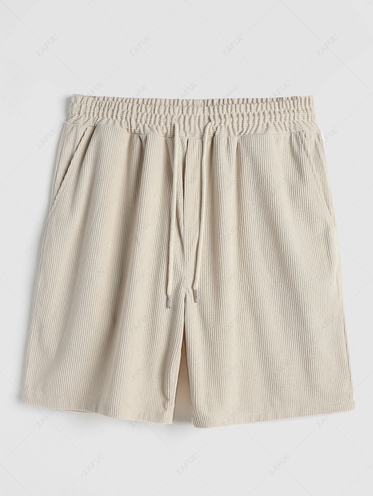 Solid Color Drawstring Corduroy Shorts