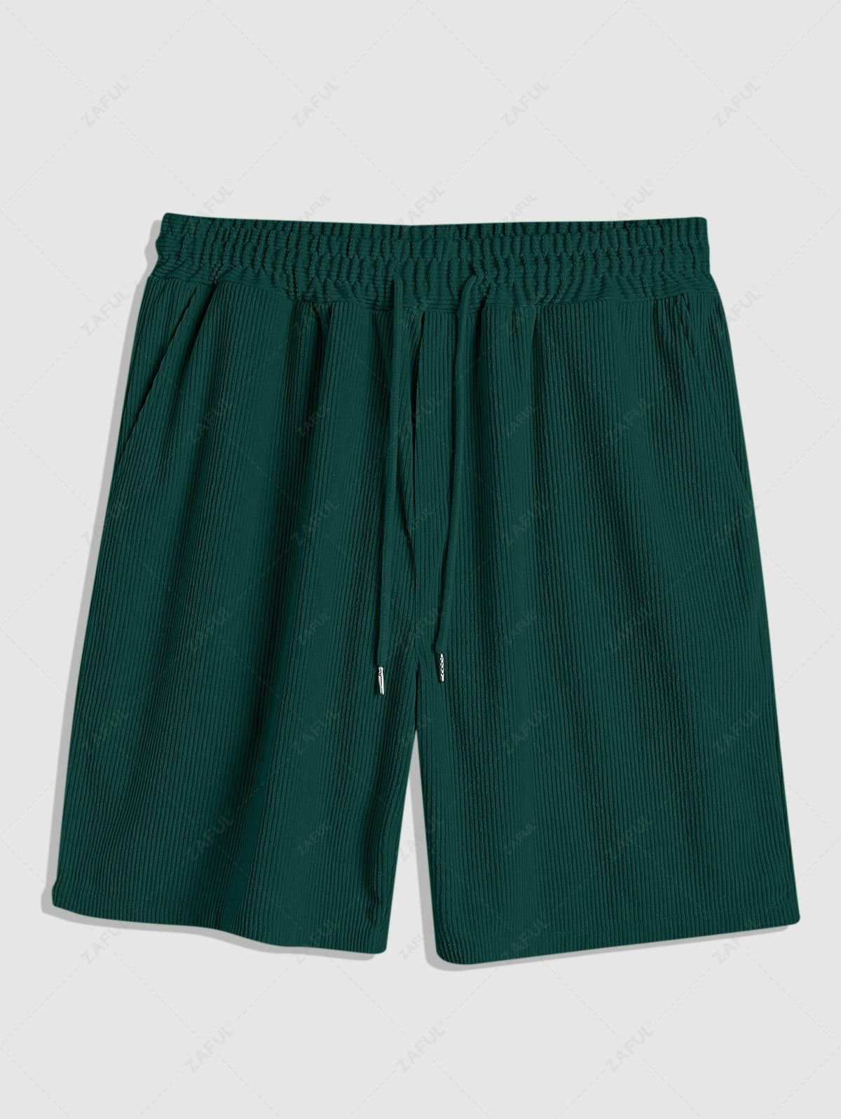 Solid Color Drawstring Corduroy Shorts