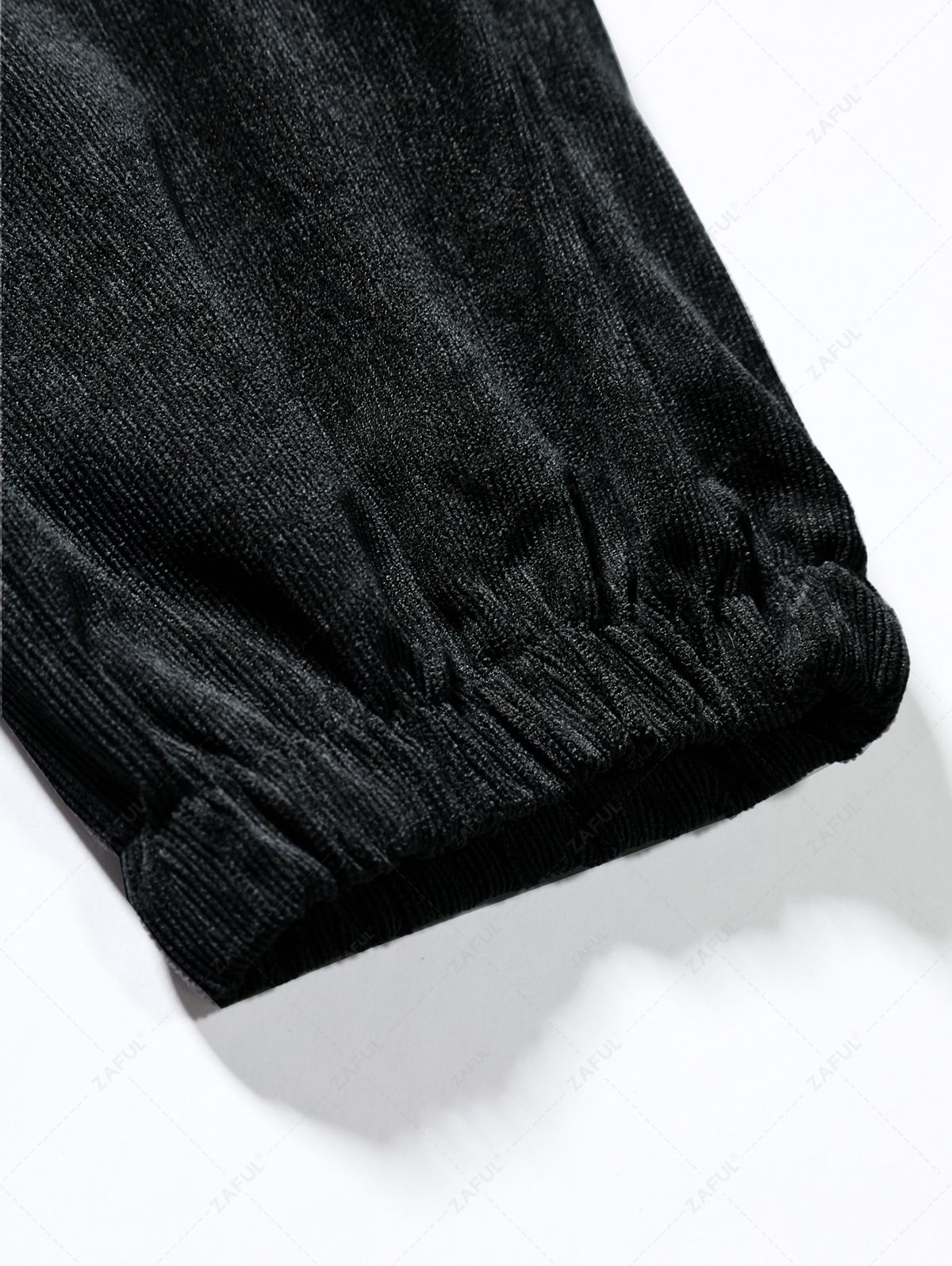 Men's Streetwear Letter Patched Design Pockets Drawstring Corduroy Beam Feet Pants