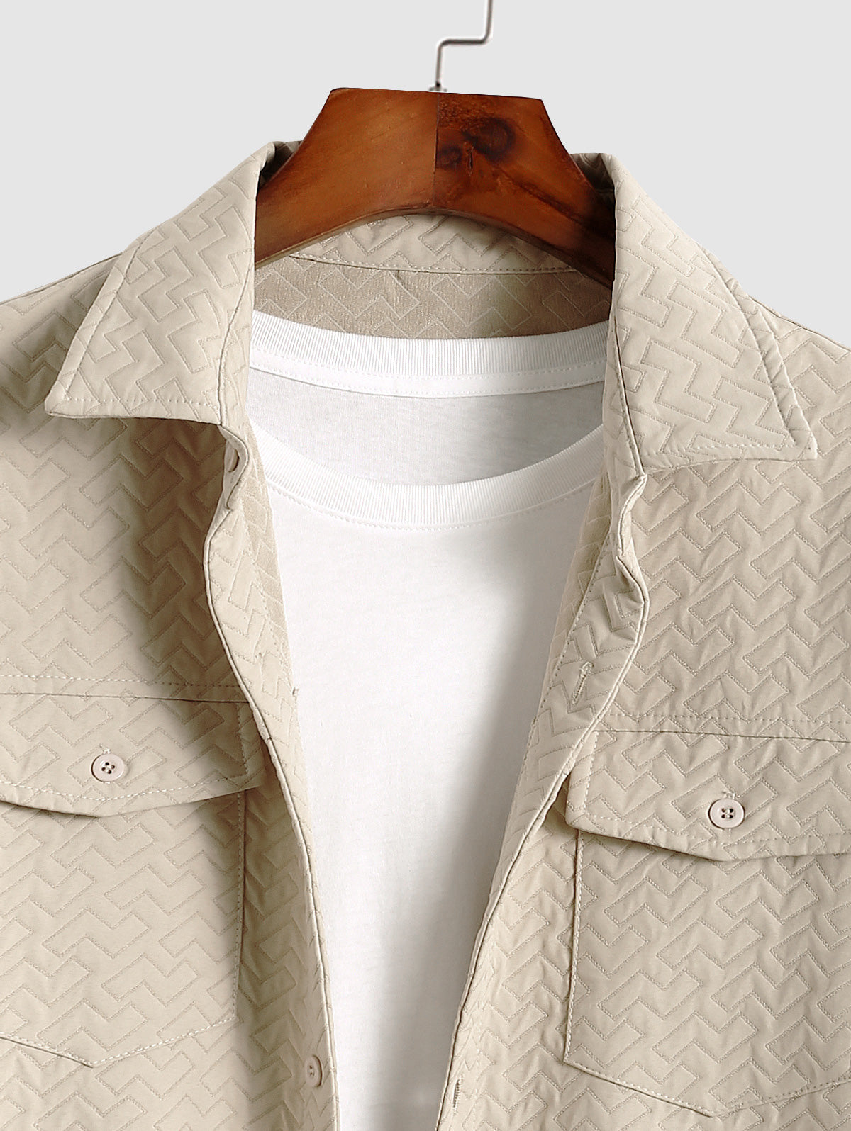 Men's Geometric Textured Shacket Jacket