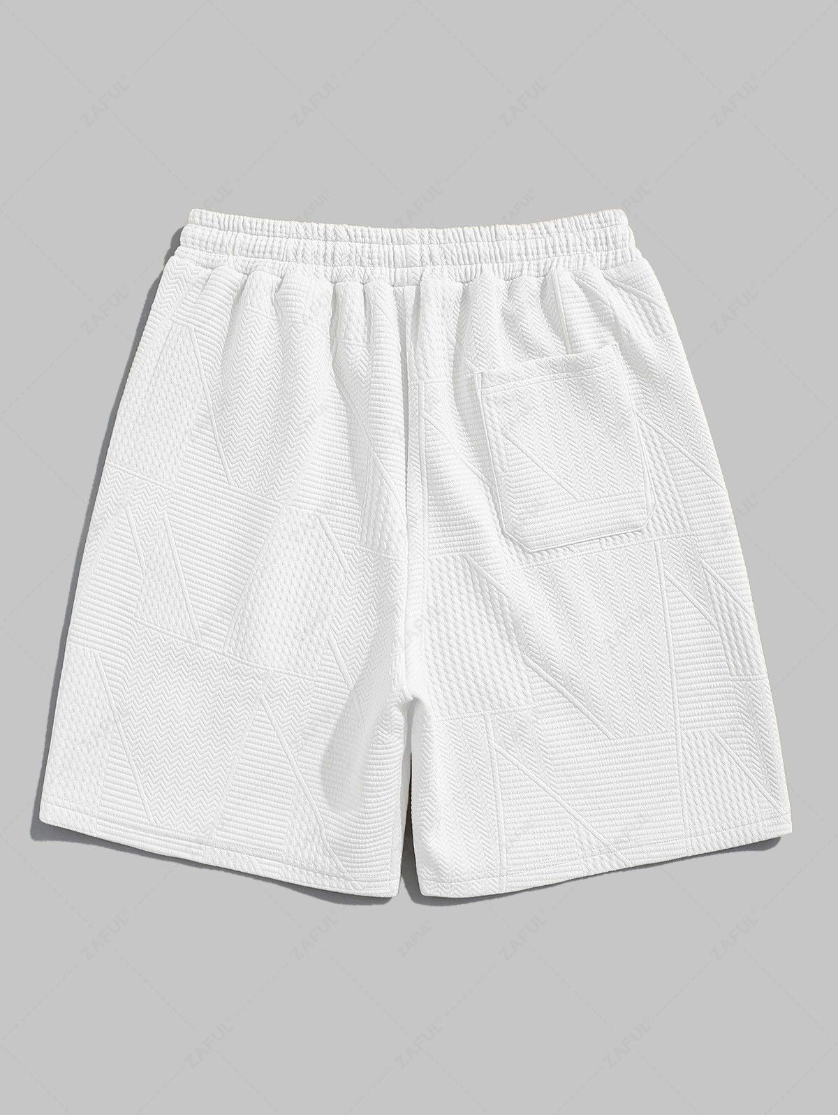 Geometric Textured Basic Drawstring Shorts