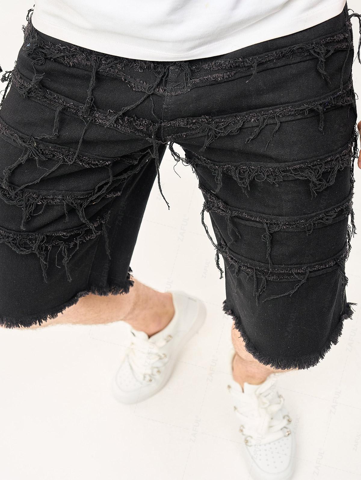 Men's Ripped Frayed Raw Hem Denim Shorts