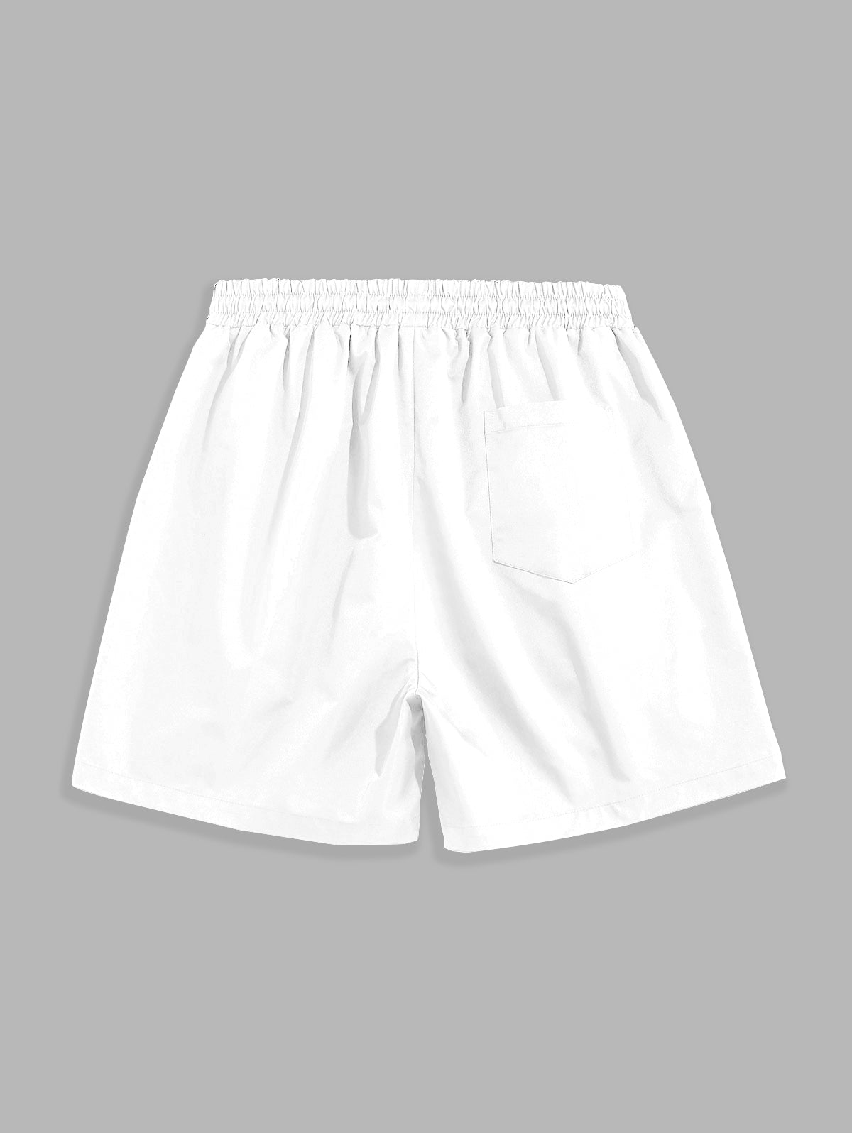 Mens Label Design Solid Color Drawstring Shorts