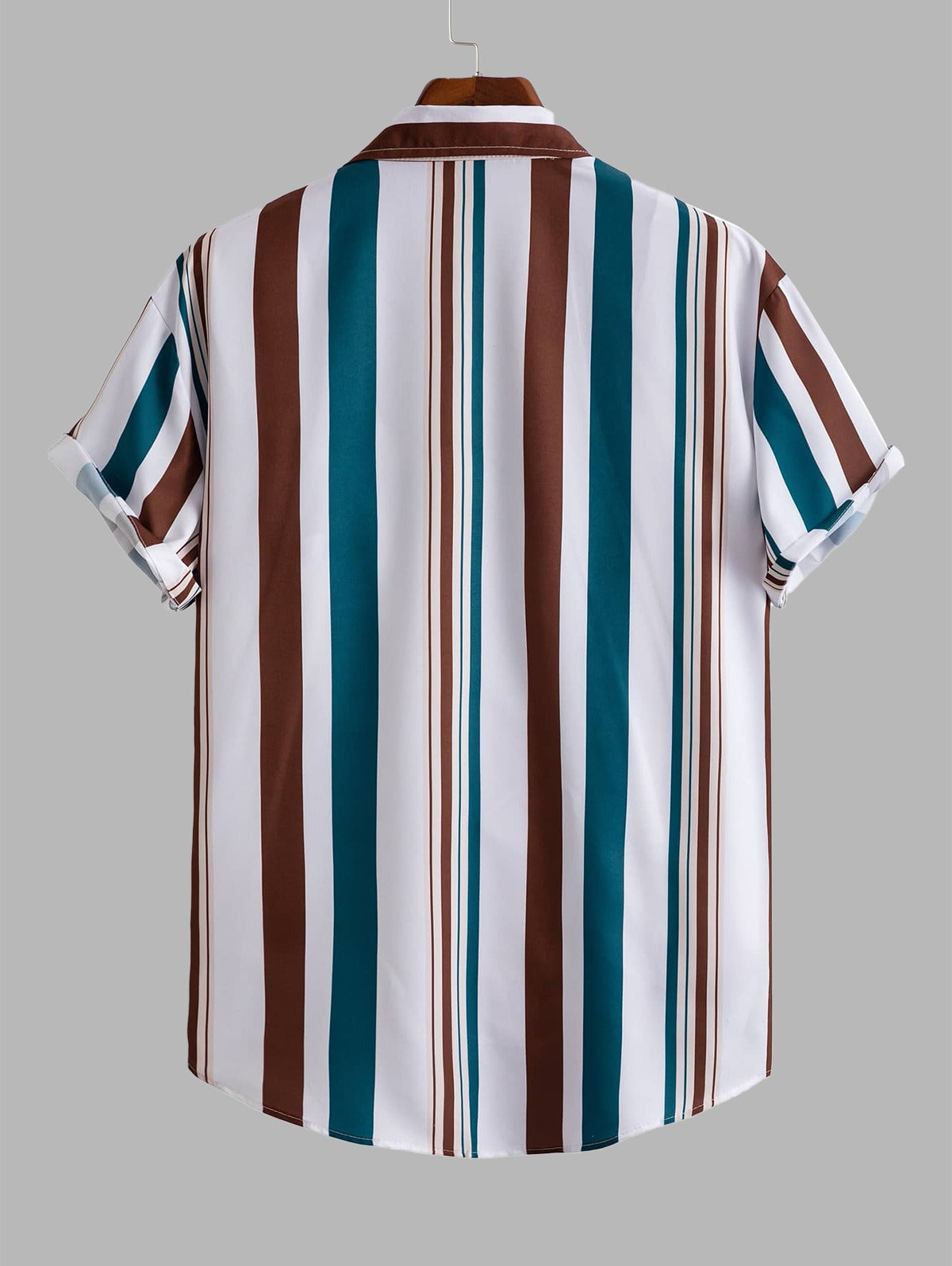 Mens Vertical Mixed Stripes Button Up Casual Shirt