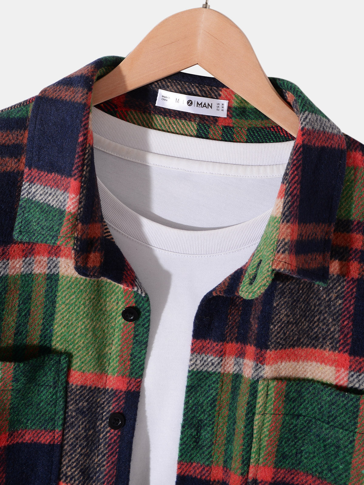 Double Pockets Design Plaid Pattern Flannel Shacket