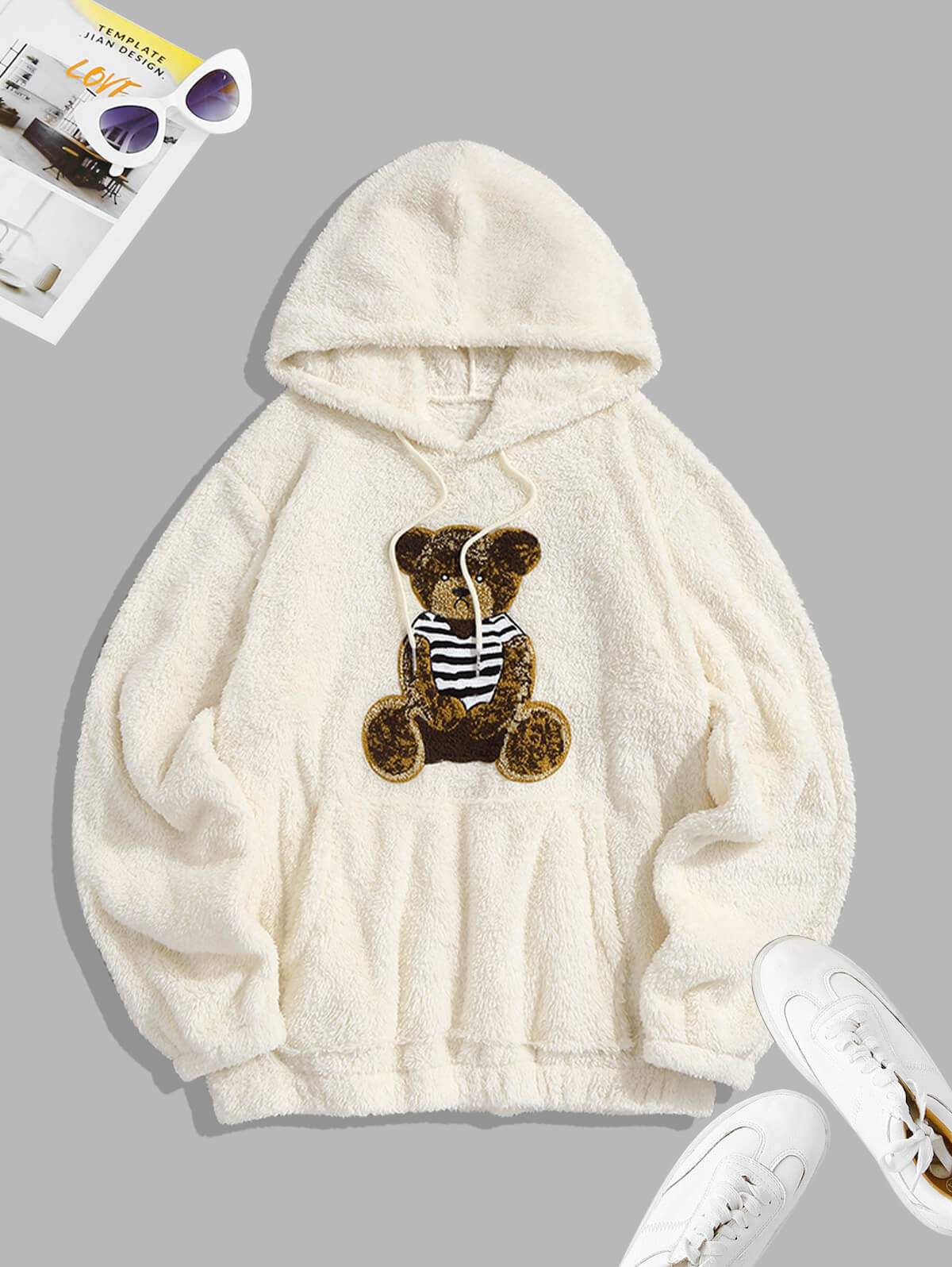 Mens Fluffy Teddy Bear Hoodie