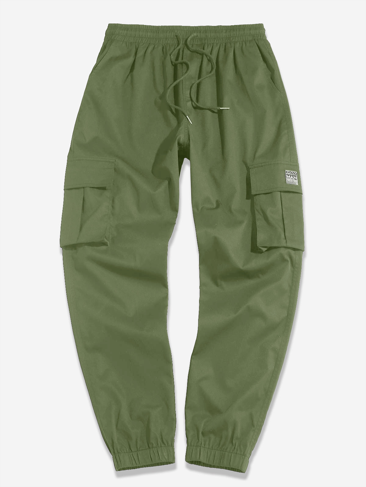 Mens Solid Color Drawstring Streetwear Cargo Pants