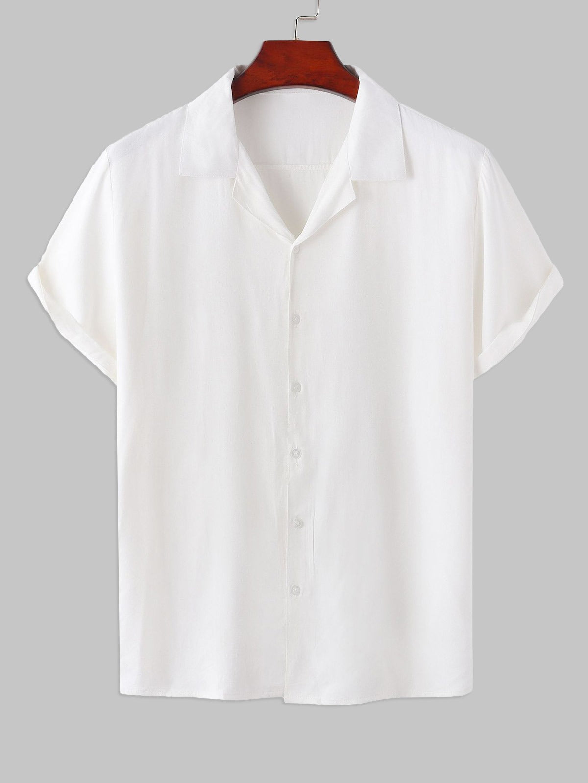 Mens Cotton Linen Solid Color Casual Shirt