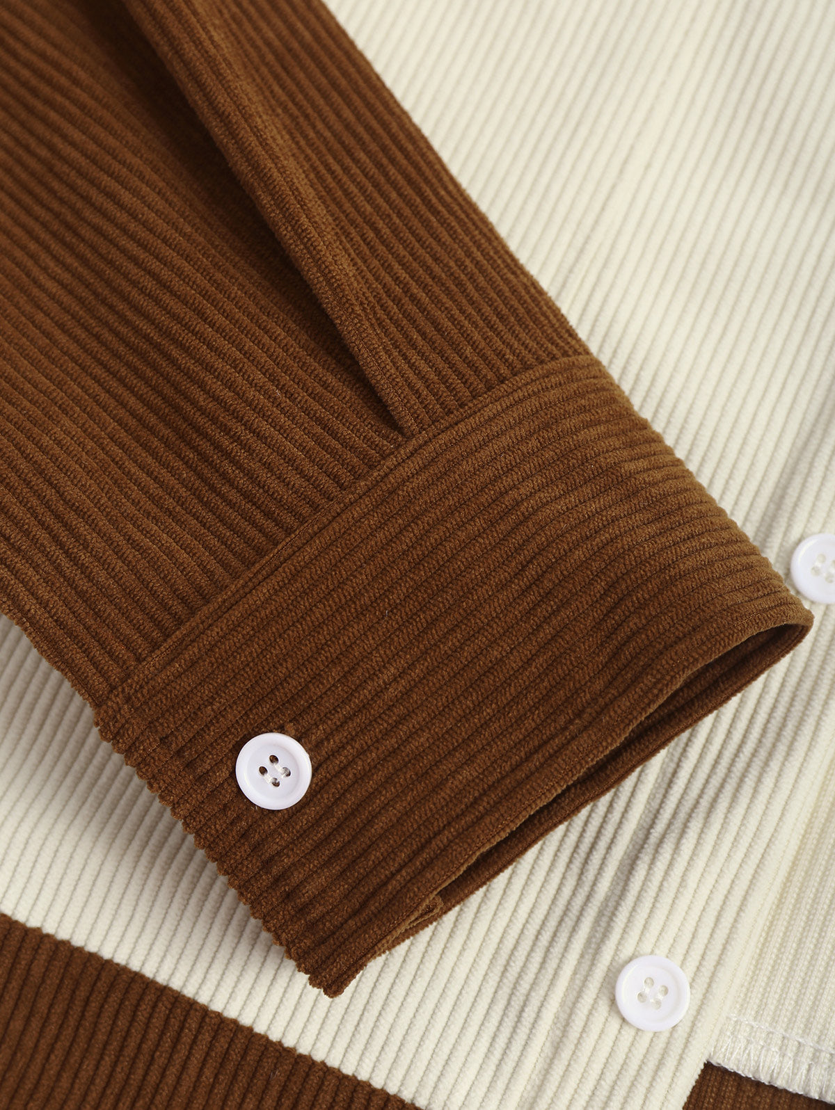 Two Tone Colorblock Front Pockets Corduroy Shirt