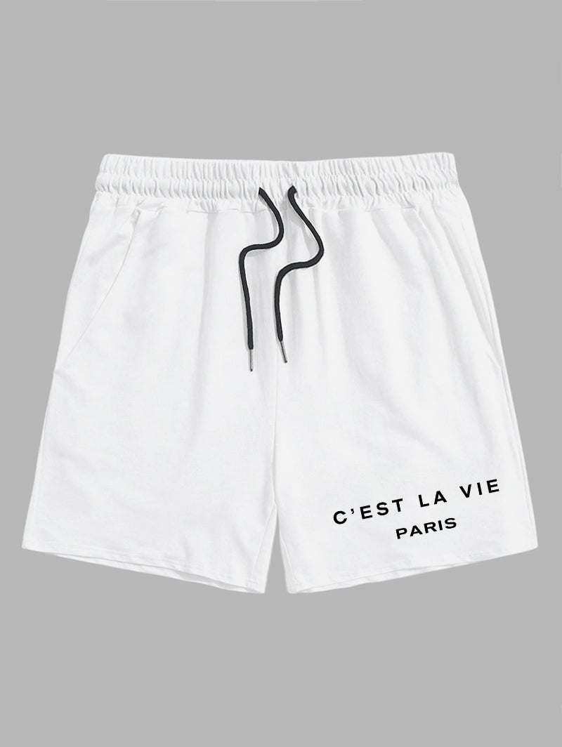 Mens C'EST LA VIE PARIS Graphic Printed Shorts