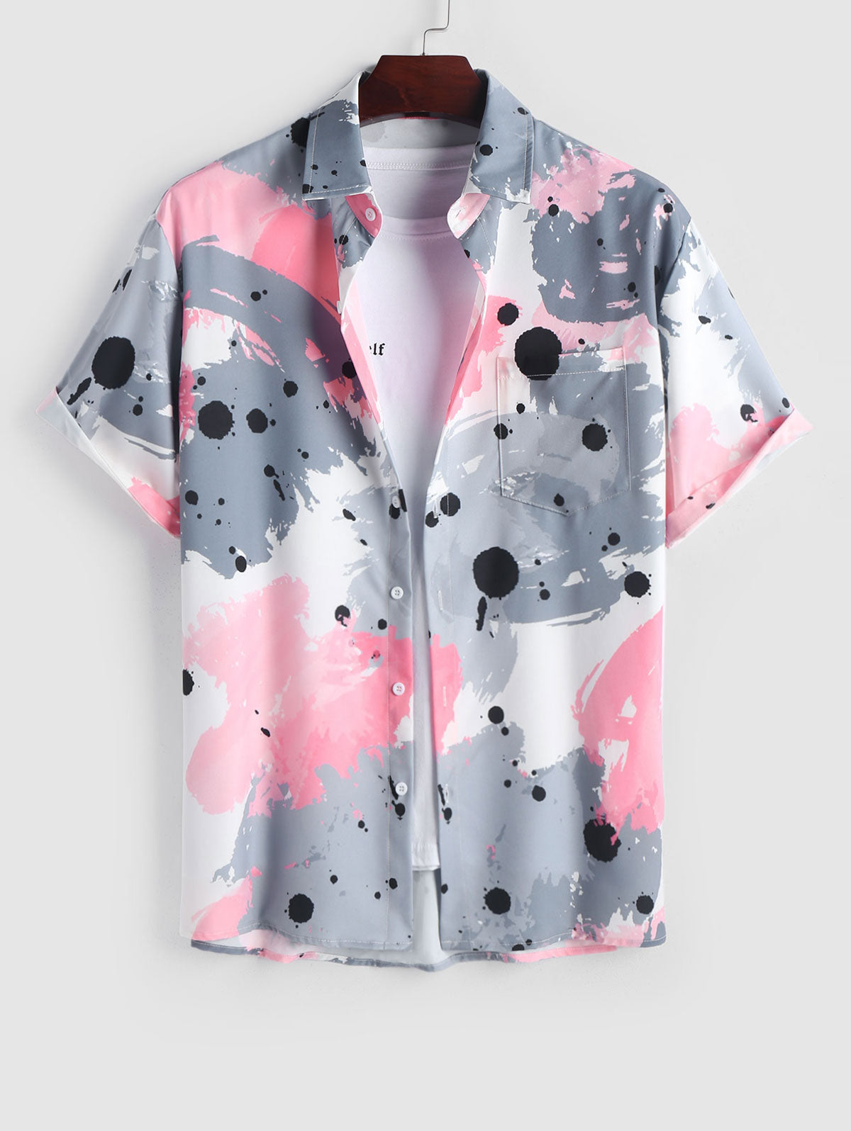 Mens Colorblock Splash Splatter Vacation Shirt