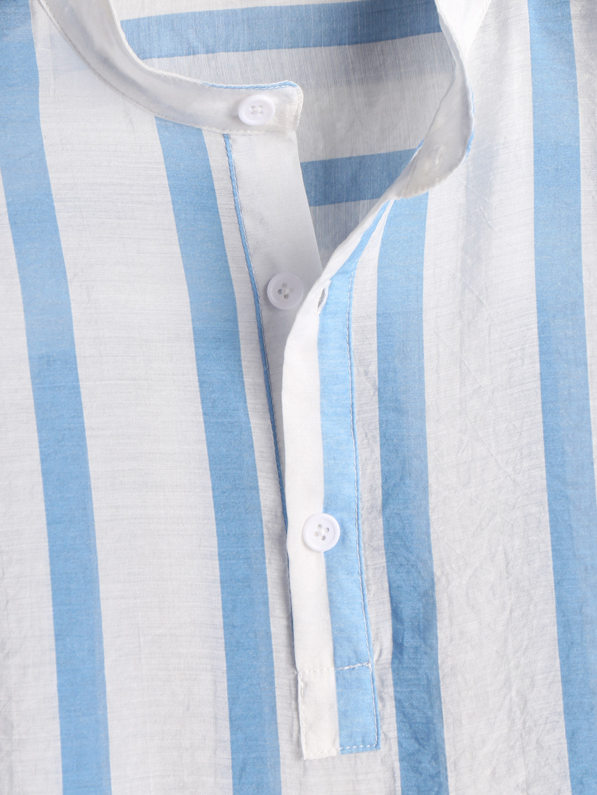 Mens Button Placket Striped Stand Collar Shirt