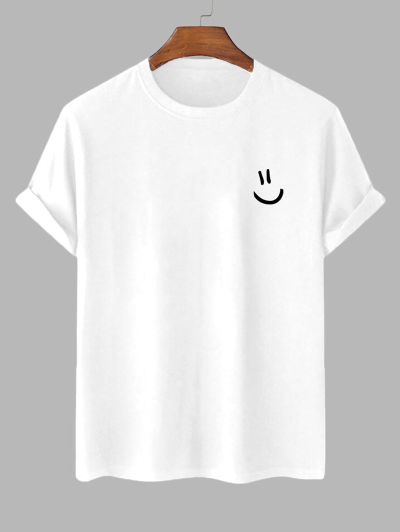 Mens Smile Face Printed Basic T-shirt