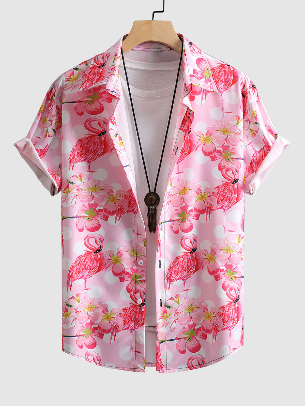 Mens Flamingo Flowers Pattern Shirt