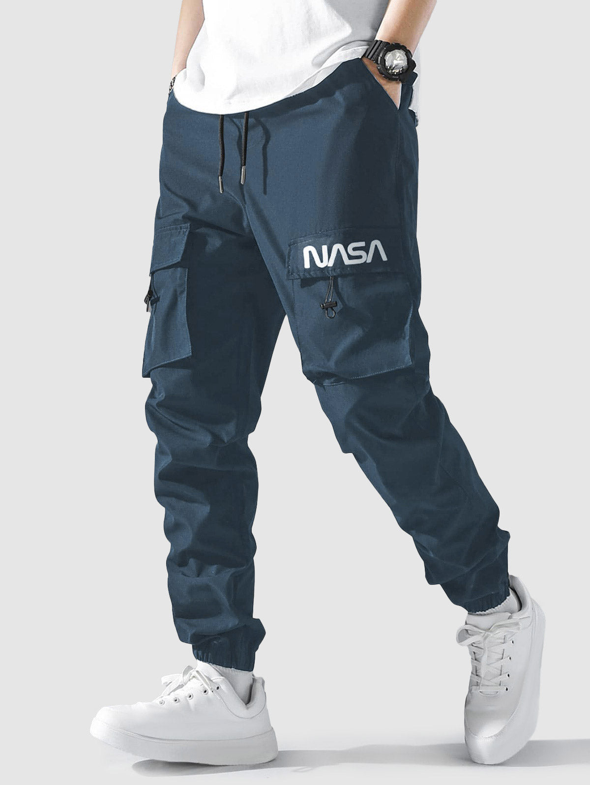 Mens Letter Graphic Cargo Pants