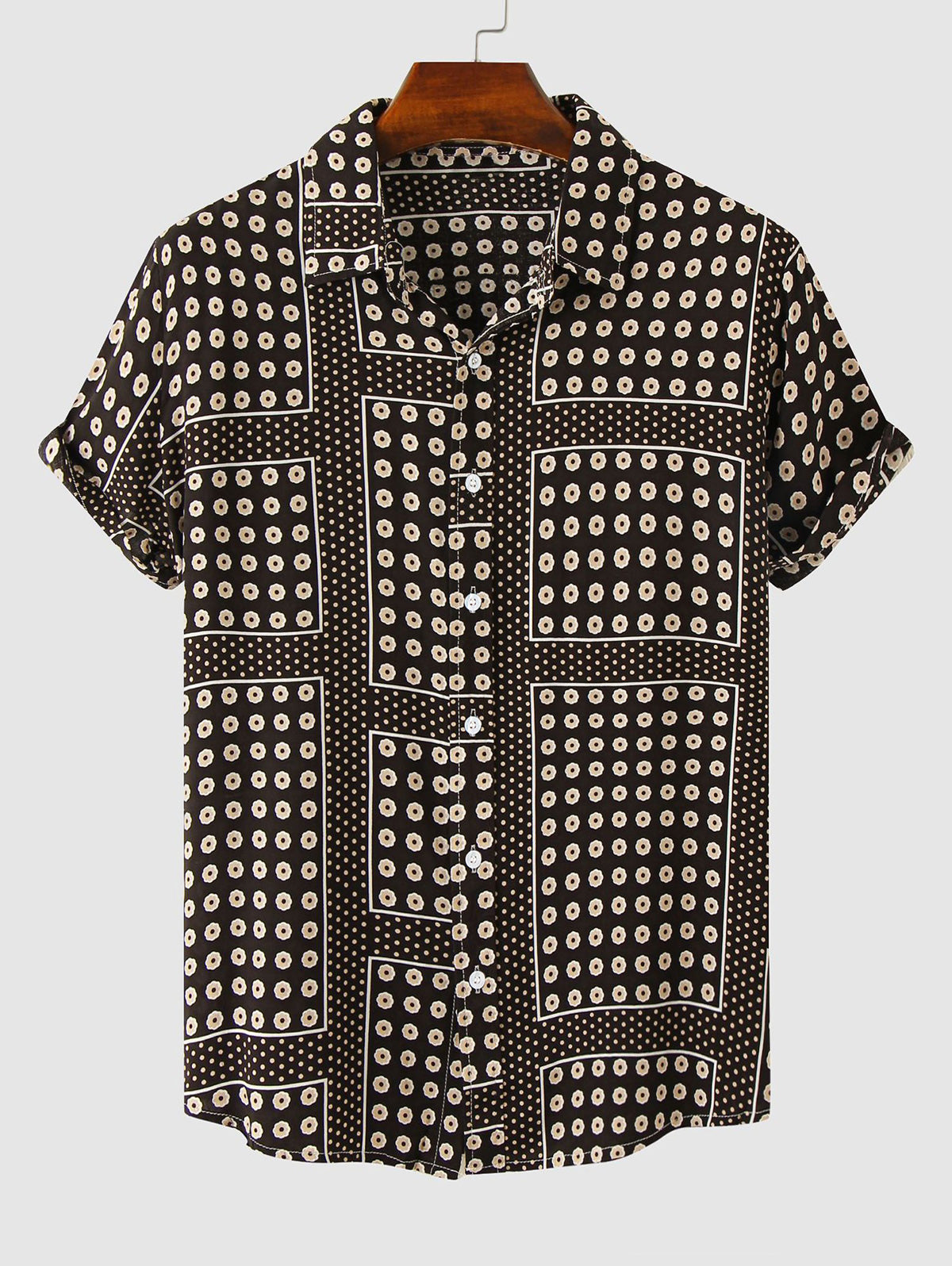 Mens Flowers and Dots Pattern Shirt