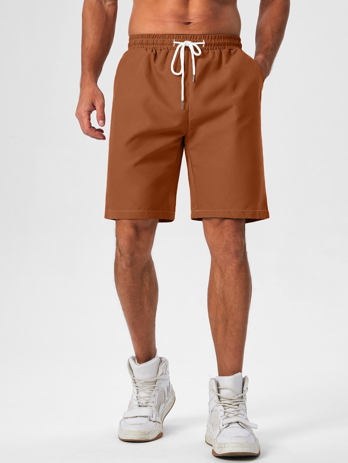 Mens Solid Color Quick Dry Basic Casual Shorts