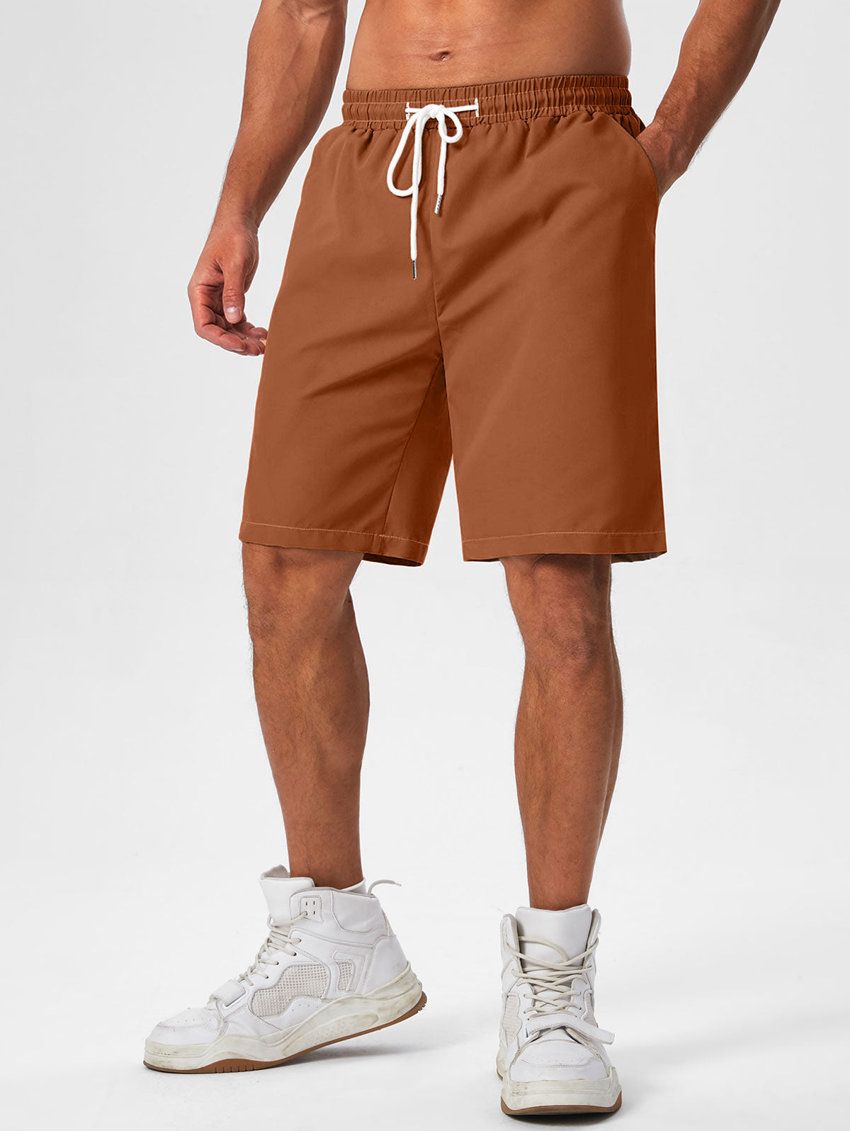 Mens Solid Color Quick Dry Basic Casual Shorts