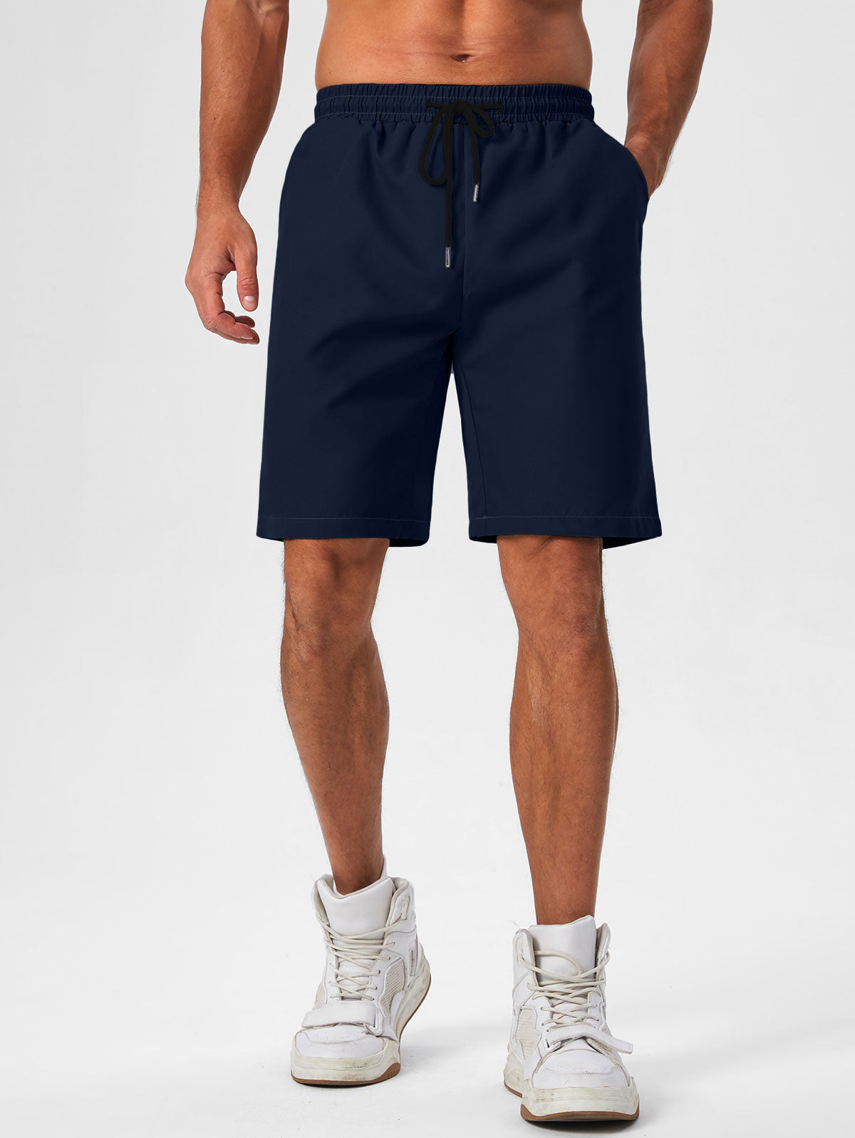 Mens Solid Color Quick Dry Basic Casual Shorts