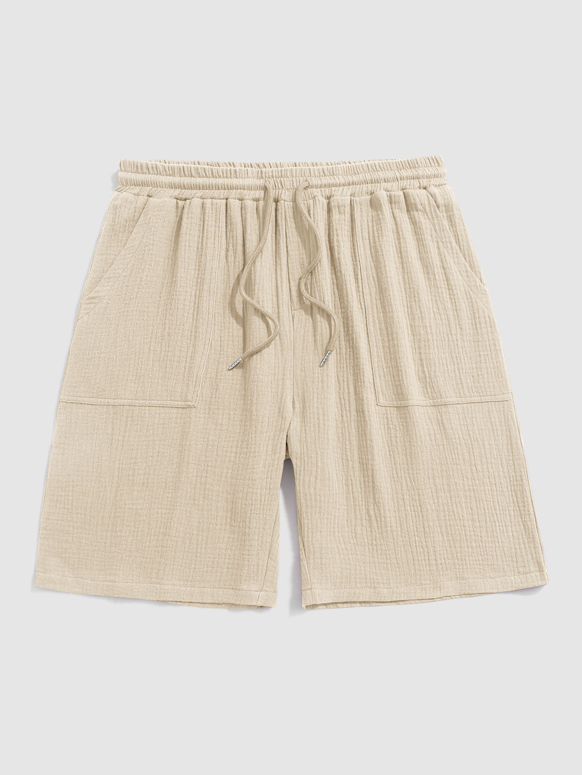 Solid Color Soft Textured Basic Drawstring Shorts