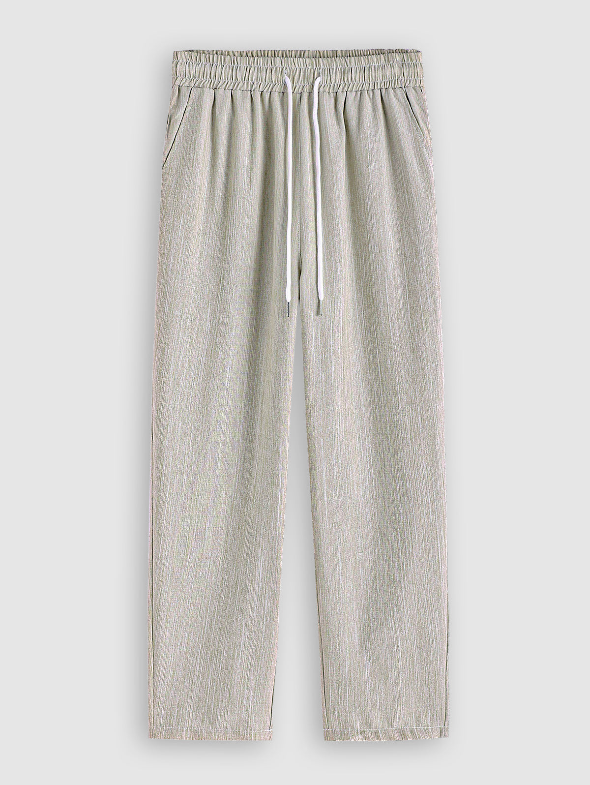 Men's Casual Plain Color Cotton and Linen Textured Drawstring Pants