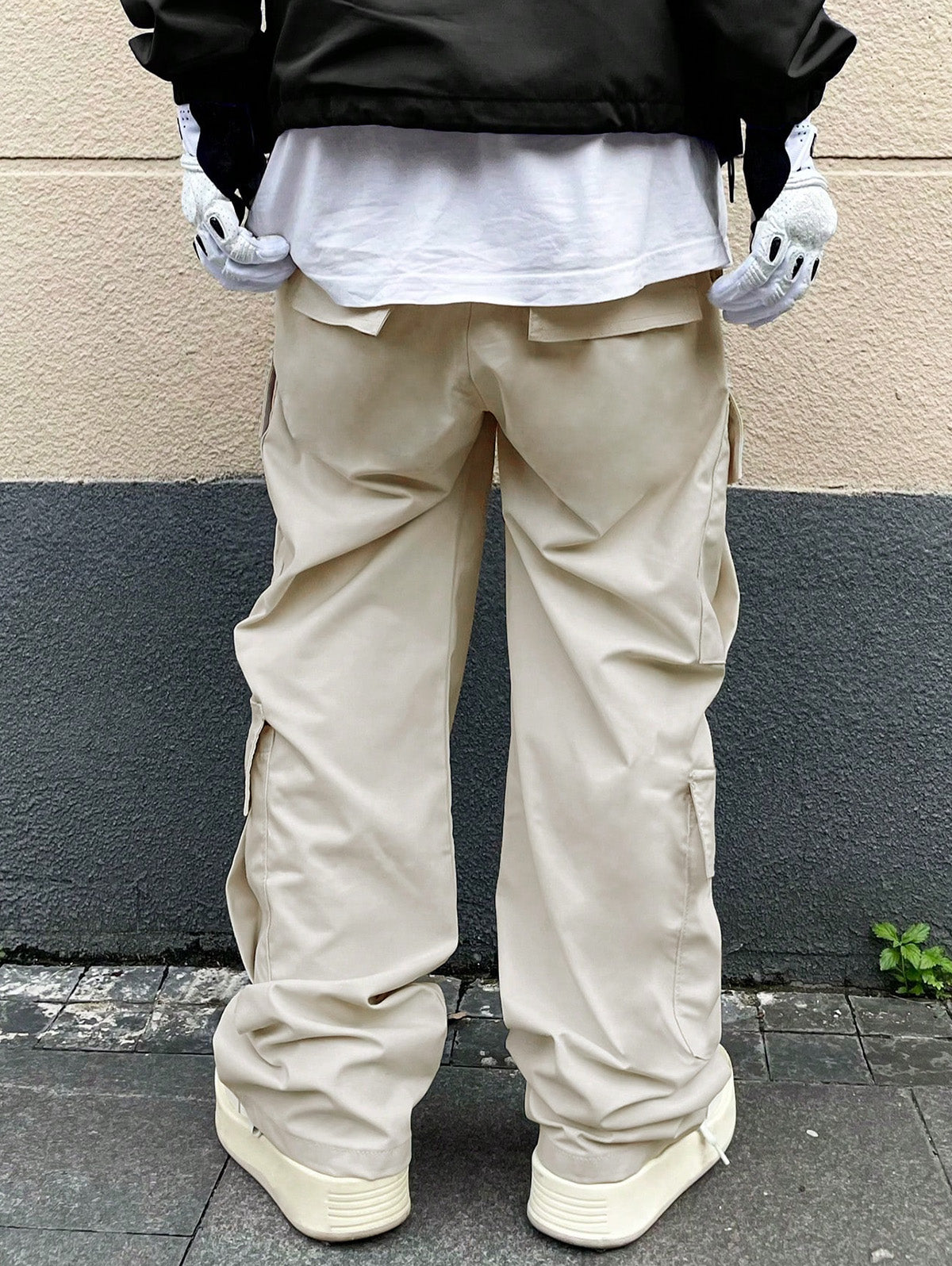 Men's Streetwear Casual Solid Color Drawstring Wide Leg Cargo Pants