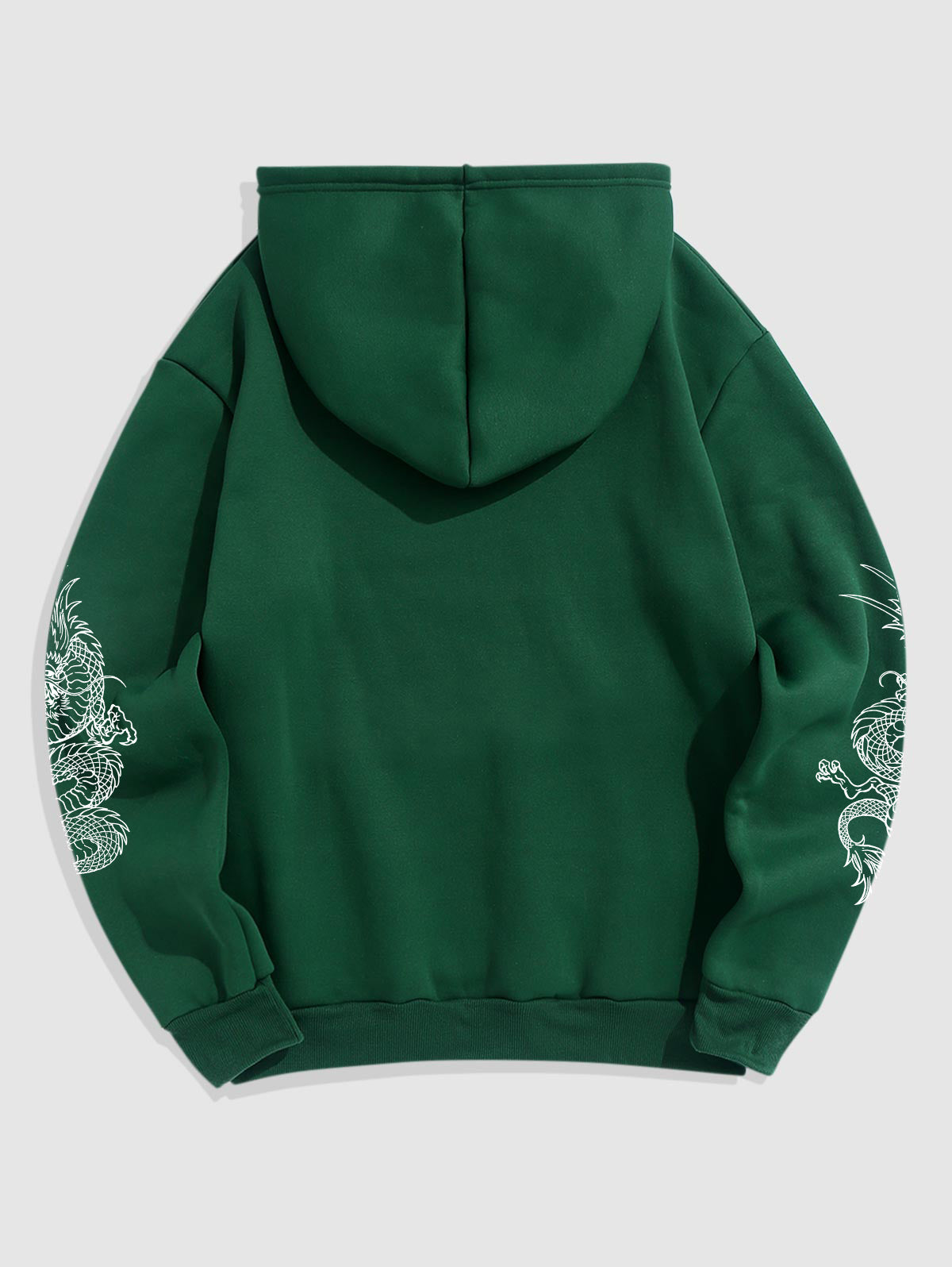 Men's Oriental Letter Dragon Graphic Printed Thermal Fleece-lined Kangaroo Pocket Pullover Hoodie