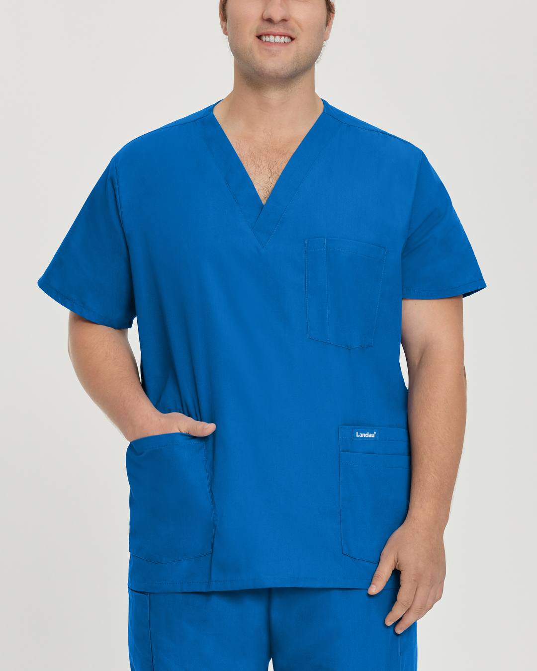 Essentials Men's 5-Pocket V-Neck Scrub Top - 7489