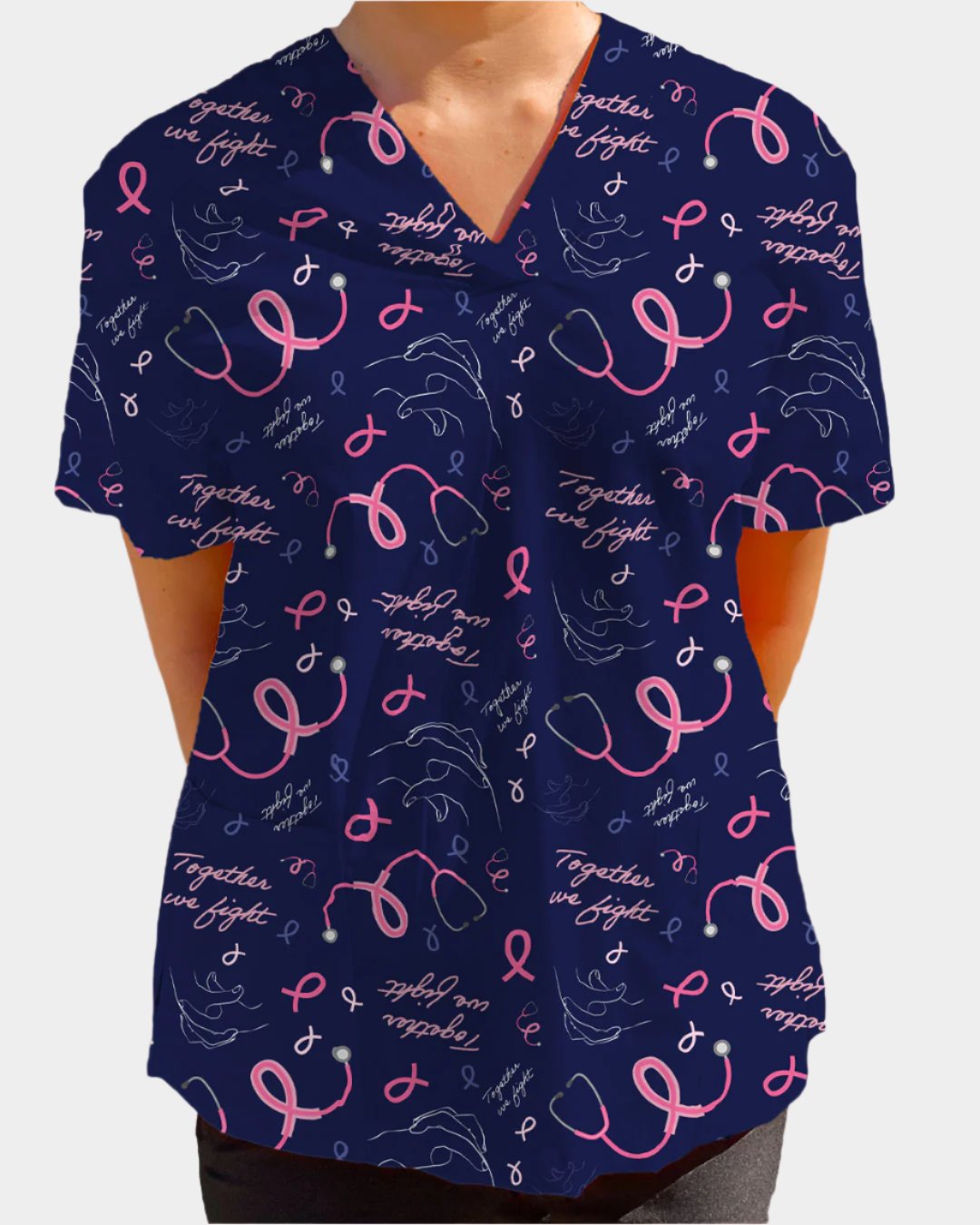 'Together We Fight' Women's Stretch Scrub Top - XS-2XL - 4002