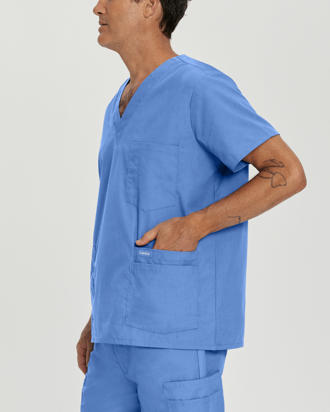 Essentials Men's 5-Pocket V-Neck Scrub Top - 7489