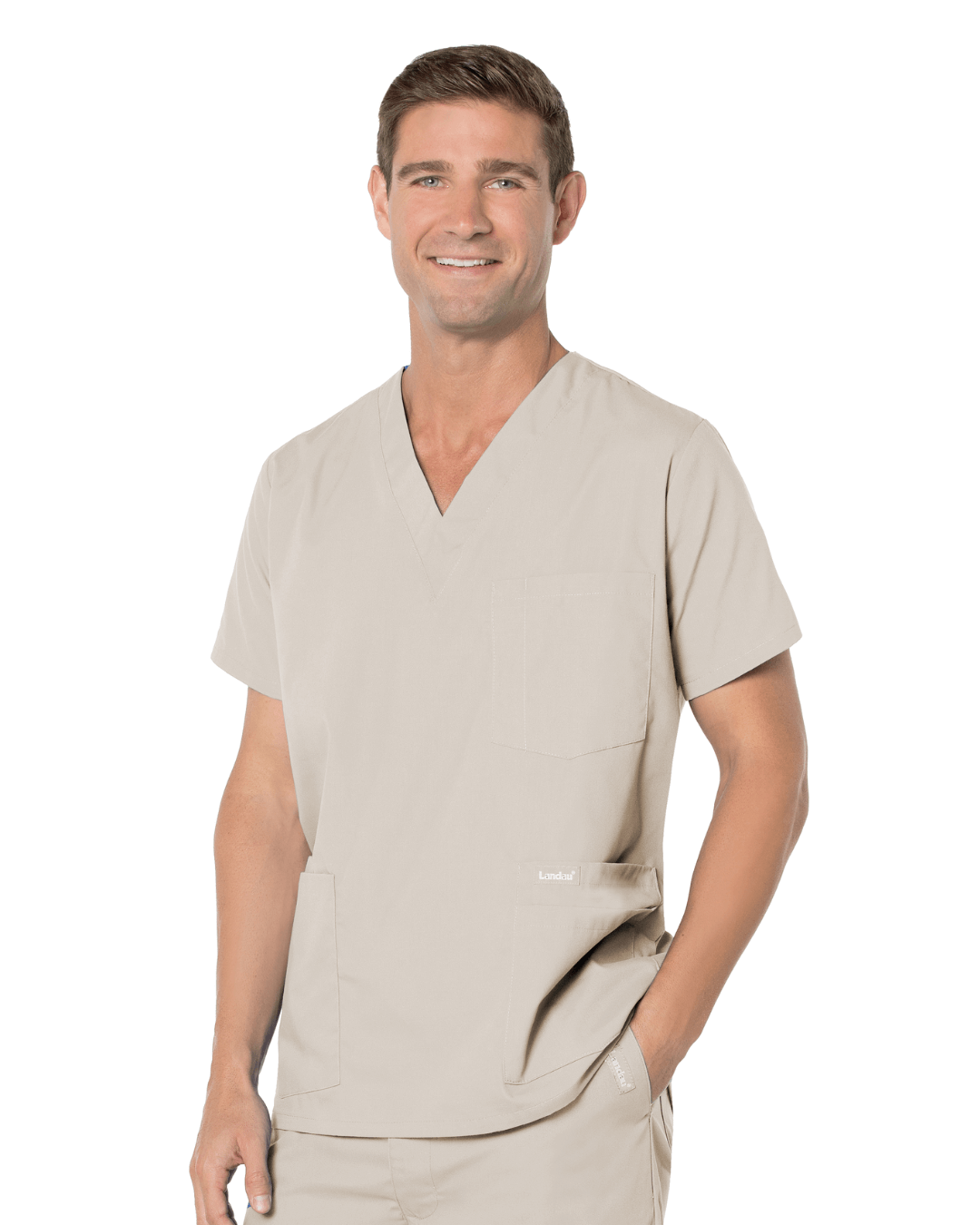 Essentials Men's 5-Pocket V-Neck Scrub Top - 7489