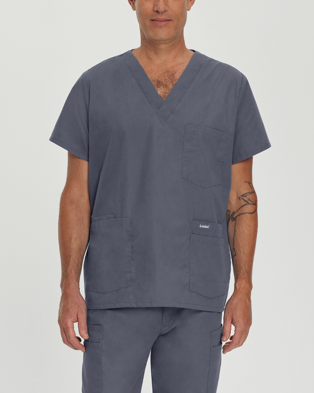 Essentials Men's 5-Pocket V-Neck Scrub Top - 7489