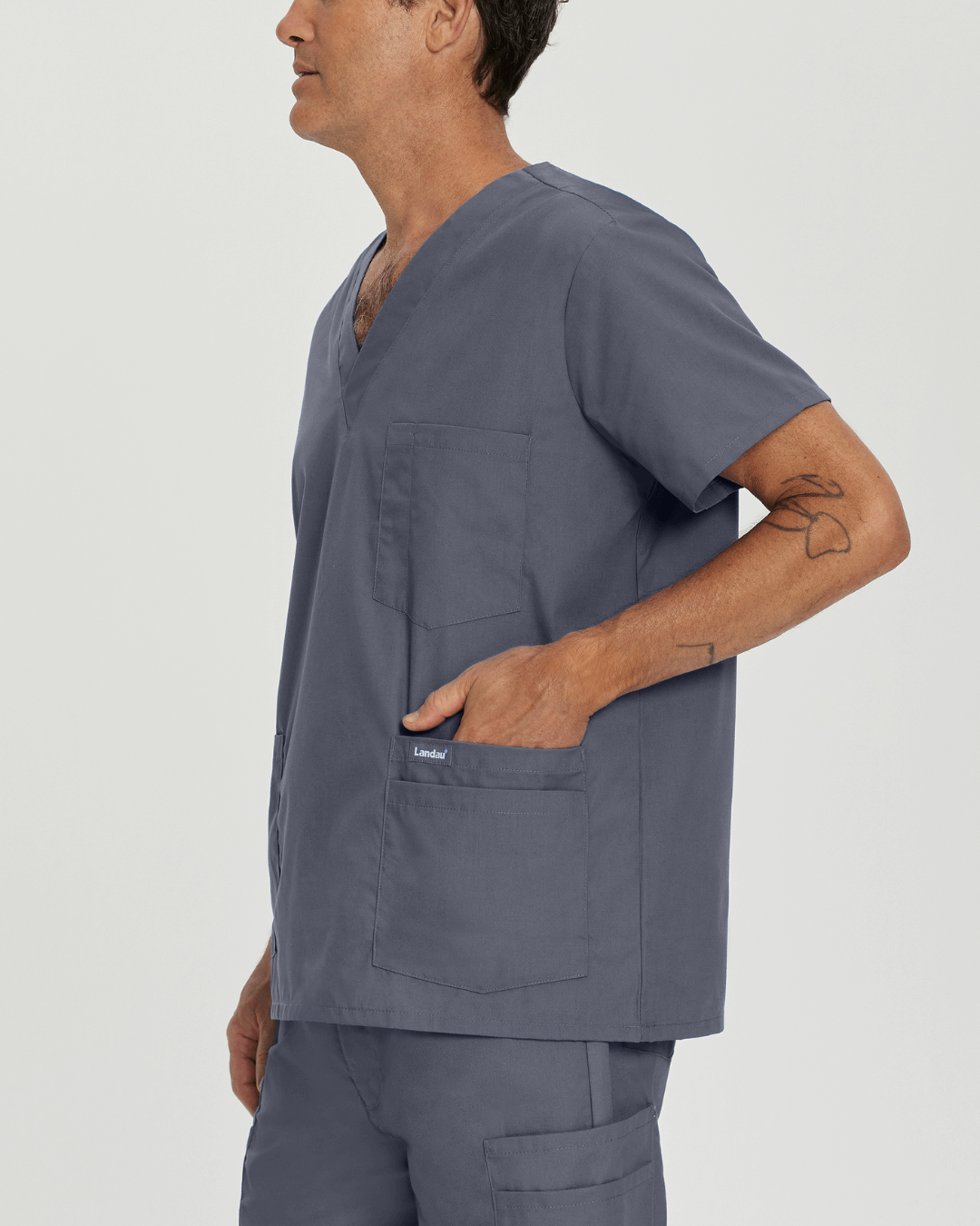 Essentials Men's 5-Pocket V-Neck Scrub Top - 7489