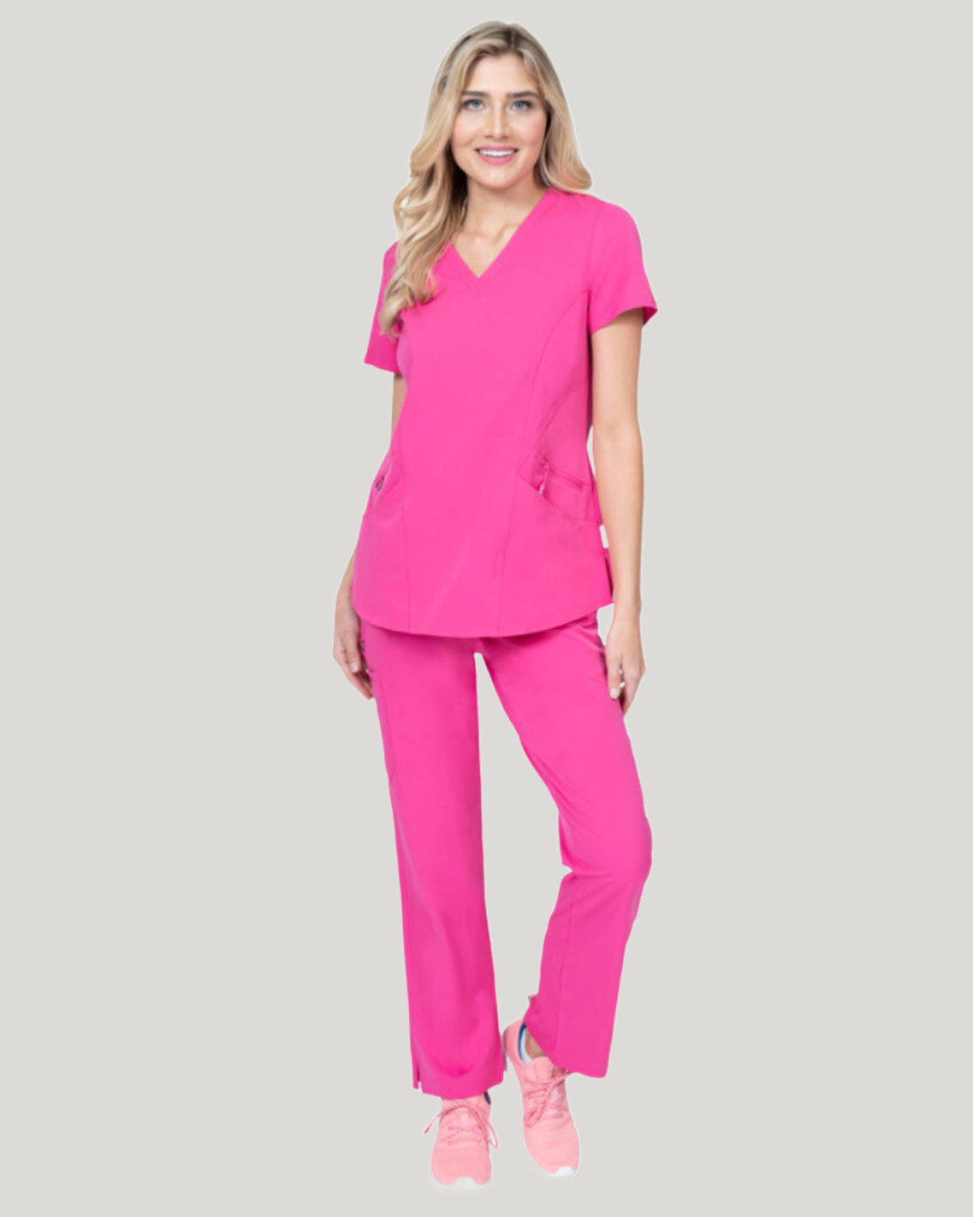 Ava Women's Stretch Yoga Scrub Set - Fuscia