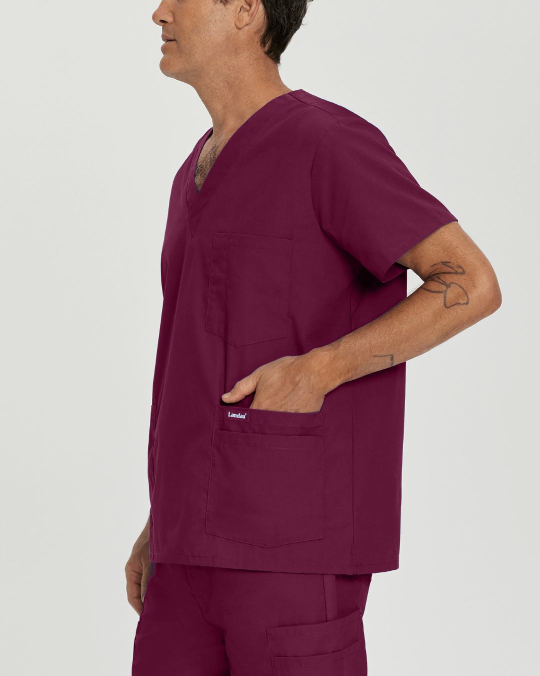 Essentials Men's 5-Pocket V-Neck Scrub Top - 7489