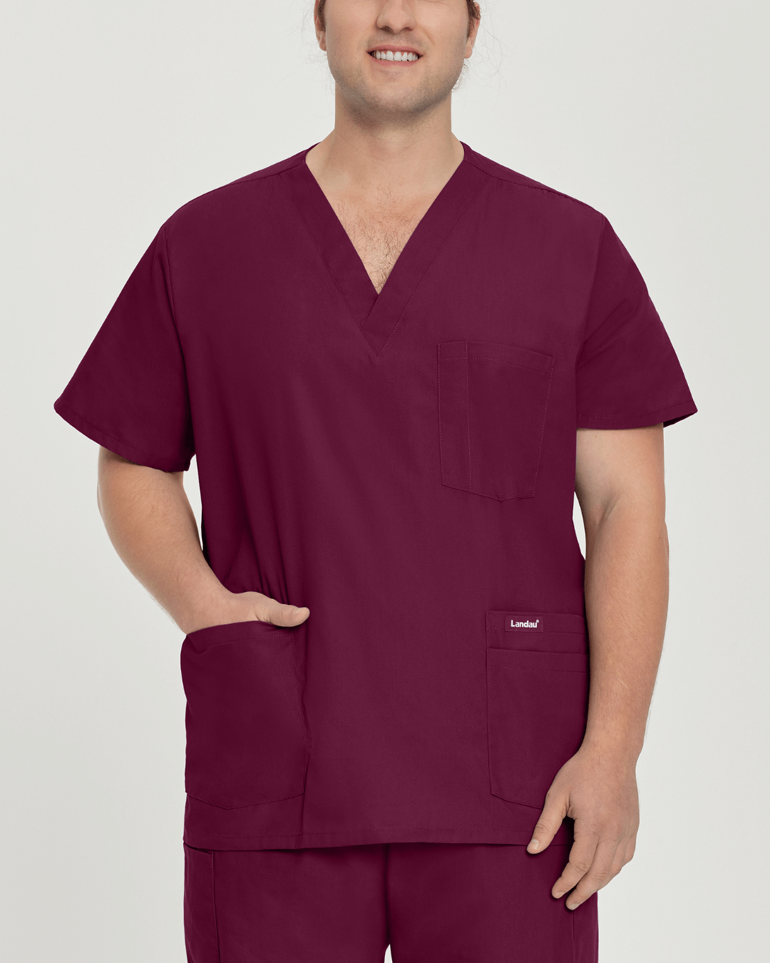 Essentials Men's 5-Pocket V-Neck Scrub Top - 7489